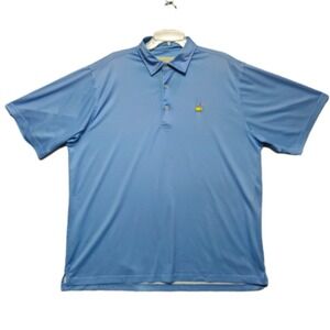 Donald Ross‎ Masters Polo Shirt XL Blue White Geometric Augusta Logo Golf